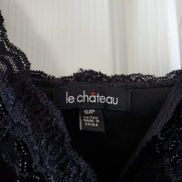 Le Château 90s Y2k Beaded Wimsigoth Fairy Black Mini Dress S - Picture 4 of 7